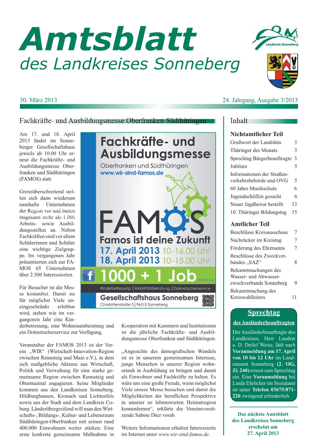 Amtsblatt Des Landkreises Sonneberg