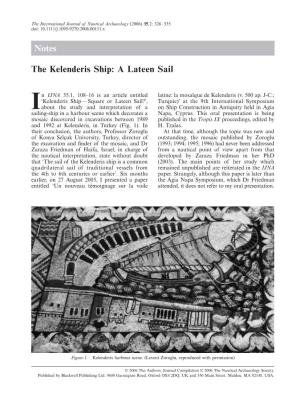Notes the Kelenderis Ship: a Lateen Sail