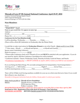 Threads of Love 8Th BI-Annual National Conference April 25-27