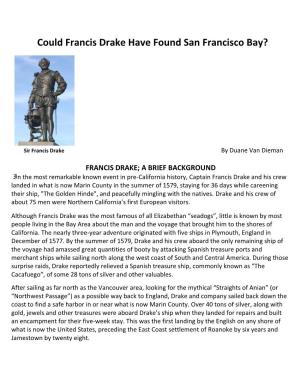Could Francis Drake Have Found San Francisco Bay?