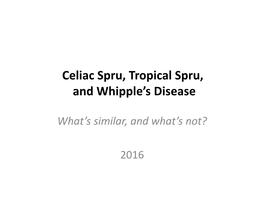 Celiac Spru, Tropical Spru, and Whipple's Disease