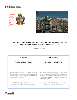 The Canadian Military Institution and Administrative Accountability: Not a Natural Match