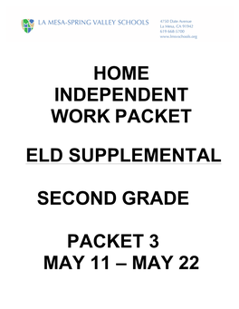 Home Independent Work Packet Eld Supplemental