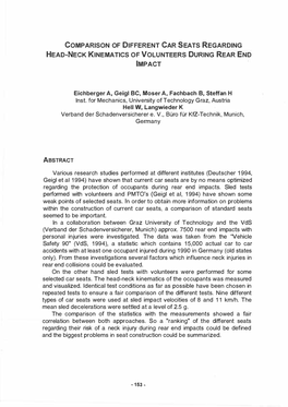 Comparison of Different Car Seats Regarding Head-Neck Kinematics of Volunteers During Rear End Impact