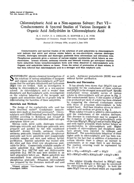 Chlorosulphuric Acid As a Non-Aqueous Solvent: Part VI• Conductometric & Spectral Studies of Various Inorganic & Organic Acid Annydrides in Chlorosulphuric Acid