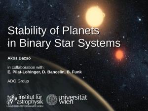Stability of Planets in Binary Star Systems