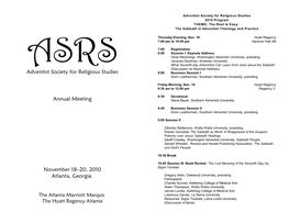 Adventist Society for Religious Studies Annual Meeting November 18–20
