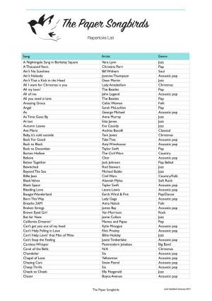 Repertoire List