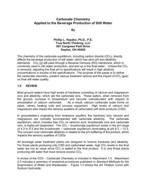 Ph – Carbonate Equilibrium and Applications to Manufacture of Still Water