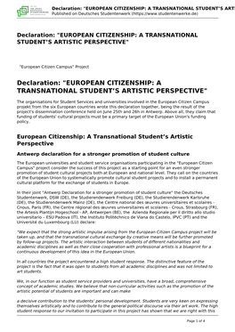 European Citizenship: a Transnational Student's