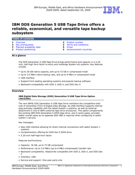 IBM DDS Generation 5 USB Tape Drive Offers a Reliable, Economical, and Versatile Tape Backup Subsystem