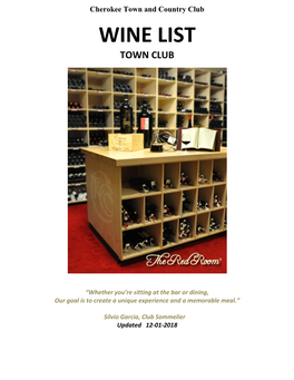 Wine List Town Club