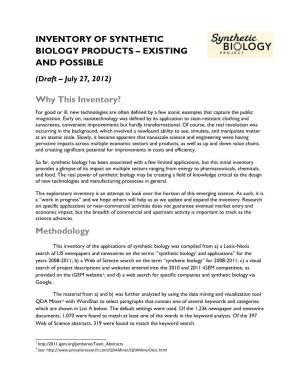 Synthetic Biology Applications Inventory