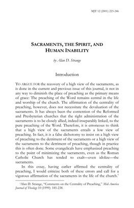 Sacraments, the Spirit, and Human Inability