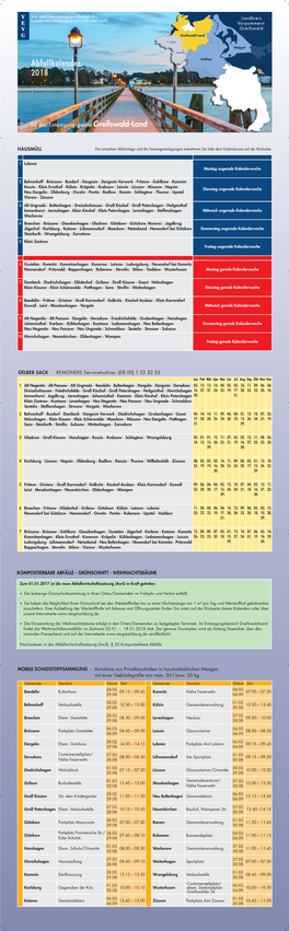 Abfallkalender 2018 Für Den Entsorgungsbereich Greifswald-Land