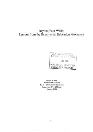Lessons from the Experiential Education Movement