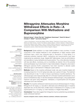 Mitragynine Attenuates Morphine Withdrawal Effects in Rats—A Comparison with Methadone and Buprenorphine