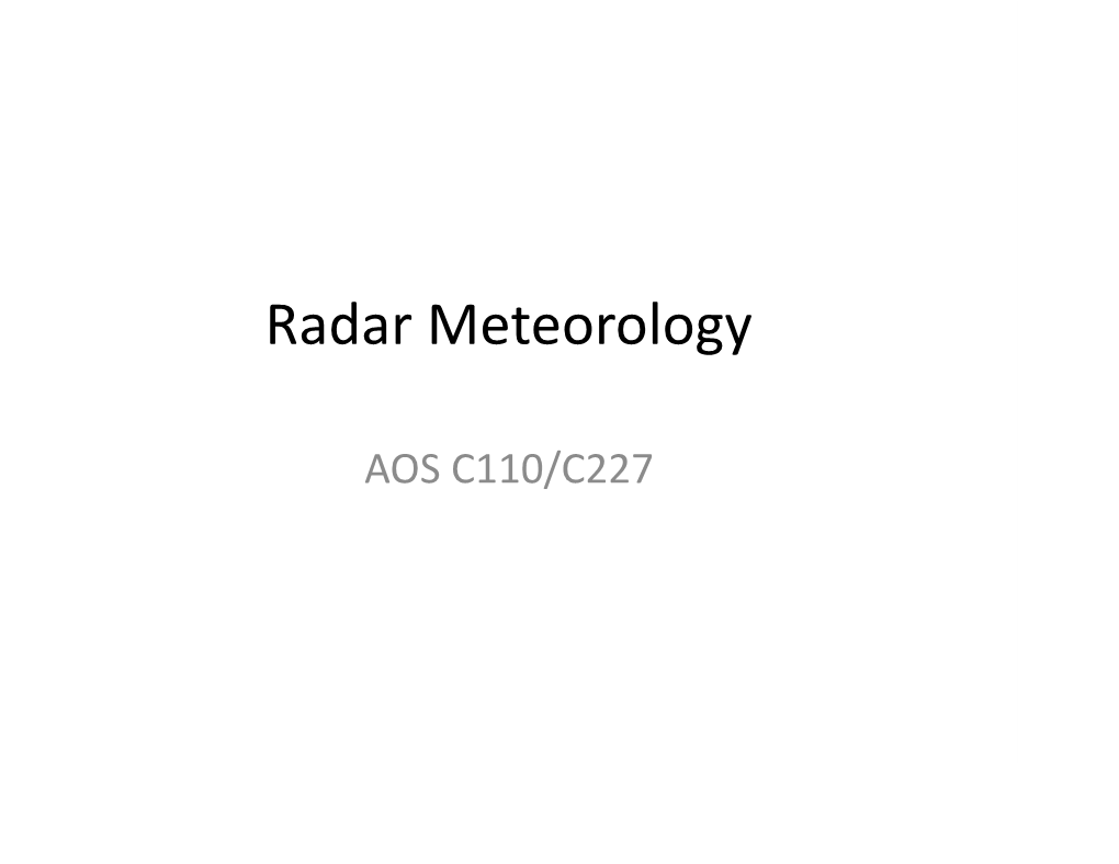 Radar Meteorology