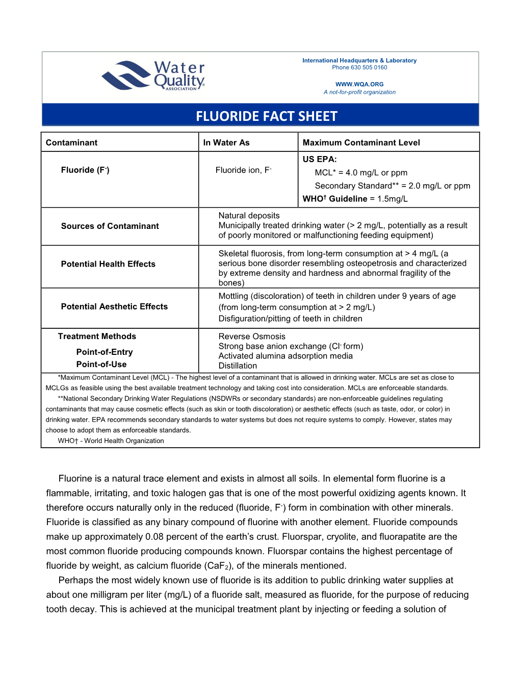 Fluoride Fact Sheet