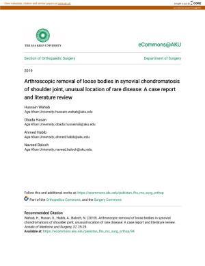 Arthroscopic Removal of Loose Bodies in Synovial Chondromatosis of Shoulder Joint, Unusual Location of Rare Disease: a Case Report and Literature Review