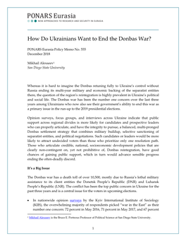 How Do Ukrainians Want to End the Donbas War?