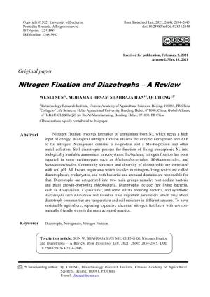 Nitrogen Fixation and Diazotrophs – a Review