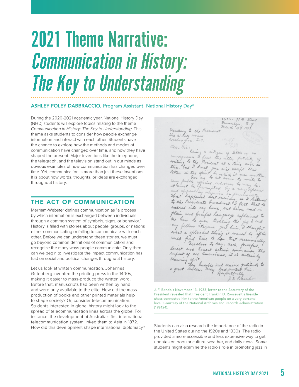 Communication in History: the Key to Understanding