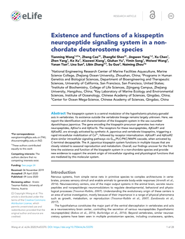 Existence and Functions of a Kisspeptin Neuropeptide Signaling