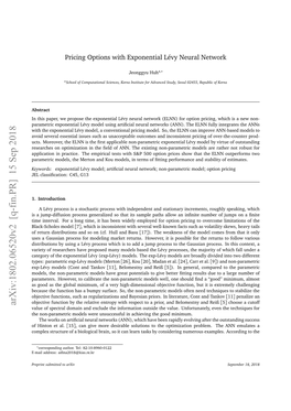 Arxiv:1802.06520V2 [Q-Fin.PR] 15 Sep 2018 [ ] Value of Spectral Domain and Exclude the Information Outside the Value