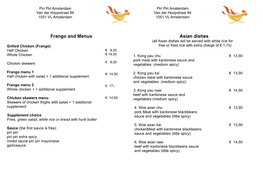 Frango and Menus Asian Dishes