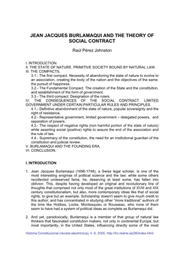 Jean Jacques Burlamaqui and the Theory of Social Contract