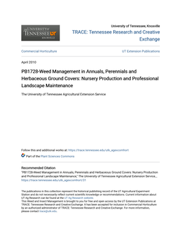 PB1728-Weed Management in Annuals, Perennials and Herbaceous Ground Covers: Nursery Production and Professional Landscape Maintenance