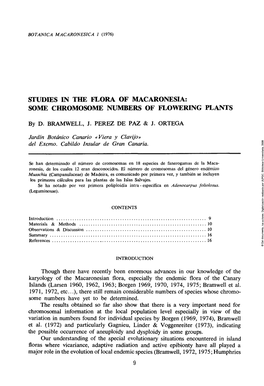 Studies in the Flora of Macaronesia : Some Chromosome Numbers Of