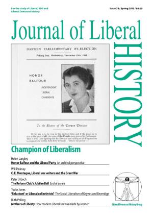 Champion of Liberalism Helen Langley Honor Balfour and the Liberal Party an Archival Perspective Will Pinkney C
