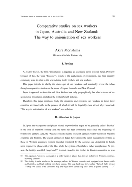 Comparative Studies on Sex Workers in Japan, Australia and New Zealand: the Way to Unionisation of Sex Workers