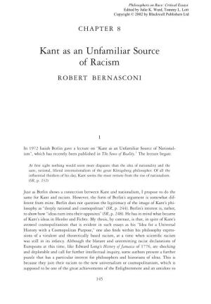 Kant As an Unfamiliar Source of Racism
