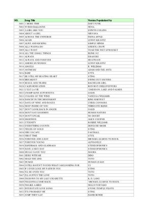 POP Vol 1 Song List