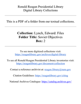 Collection: Lynch, Edward: Files Folder Title: Soviet Objectives Box: 2