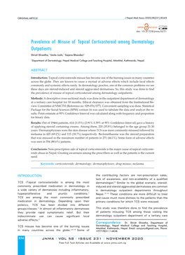 Prevalence of Misuse of Topical Corticosteroid Among Dermatology Outpatients Shristi Shrestha,1 Smita Joshi,1 Sajana Bhandari1