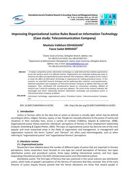 Impressing Organizational Justice Rules Based on Information Technology (Case Study: Telecommunication Company)