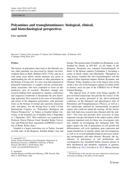 Polyamines and Transglutaminases: Biological, Clinical, and Biotechnological Perspectives