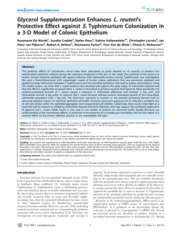 Glycerol Supplementation Enhances L. Reuteri's Protective Effect Against S