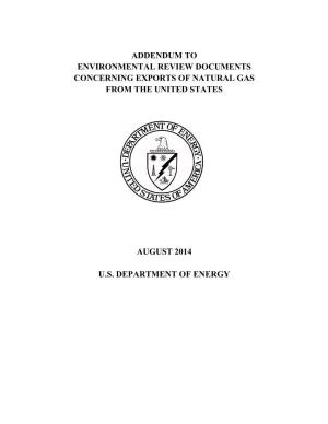 Addendum to Environmental Review Documents Concerning Exports of Natural Gas from the United States