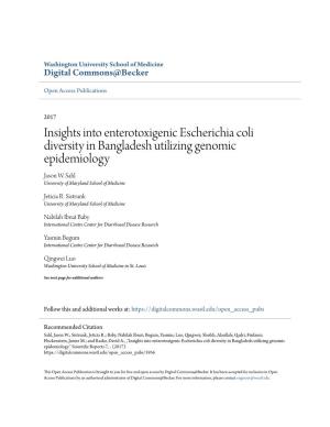 Insights Into Enterotoxigenic Escherichia Coli Diversity in Bangladesh Utilizing Genomic Epidemiology Jason W