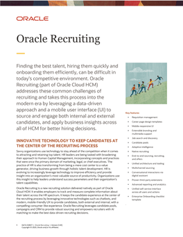 Data Sheet: Oracle Recruiting Cloud