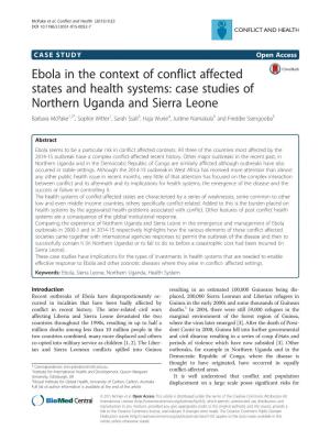 Ebola in the Context of Conflict Affected States and Health Systems
