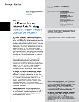 UK Economics and Interest Rate Strategy: Monetary Targetry