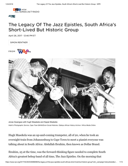 The Legacy of the Jazz Epistles, South Africa's Short-Lived but Historic Group : NPR