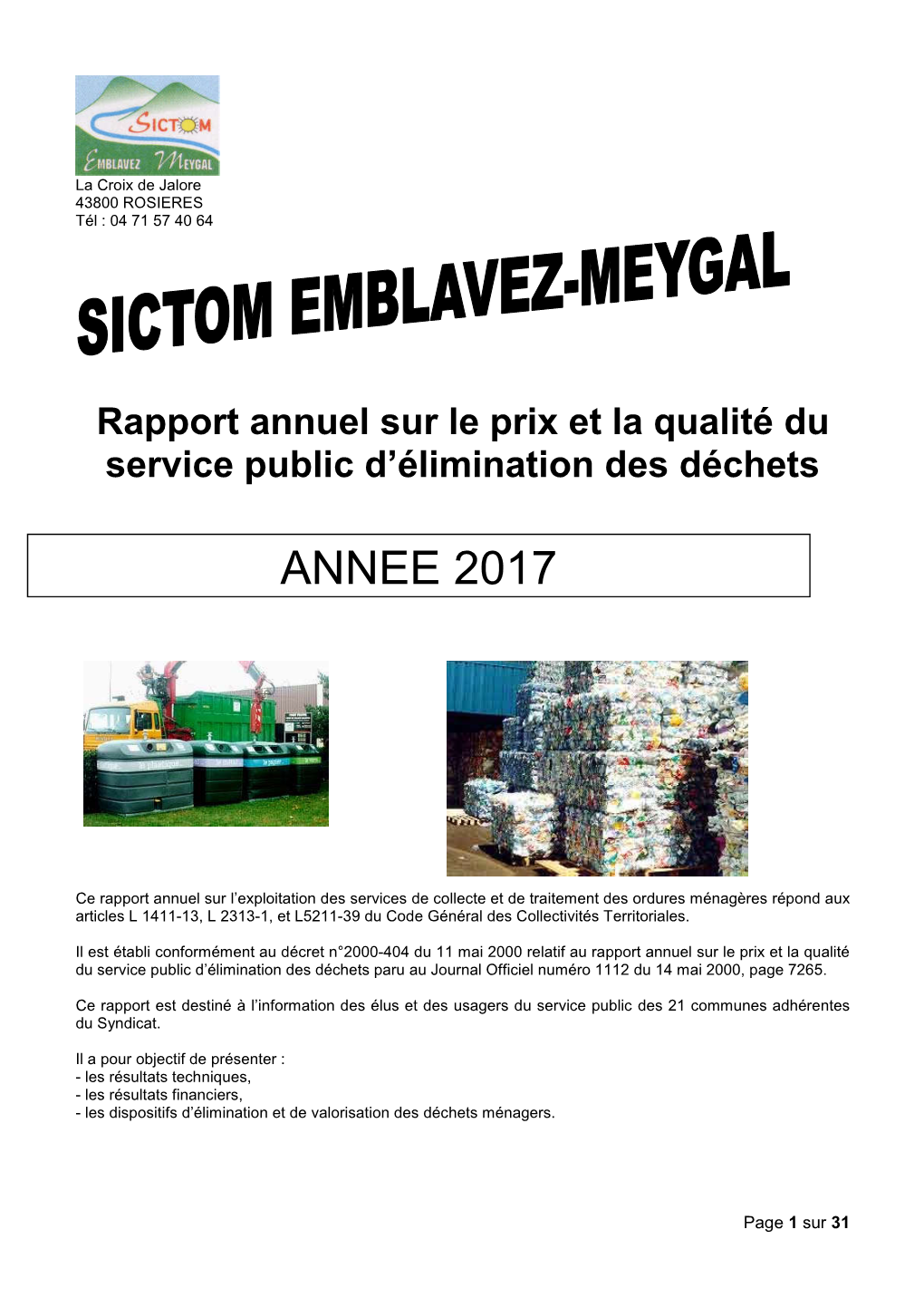 DD Sictom Emblavez Meygal Rapport Annuel 2017