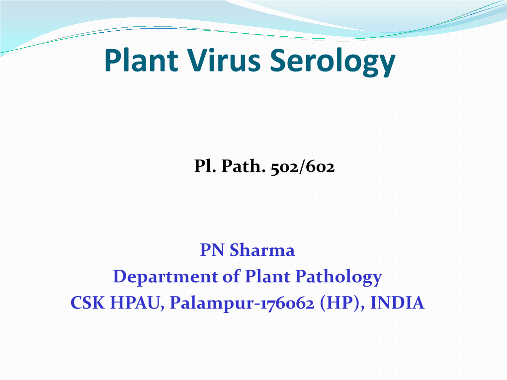 Pl Path 502 Plant Virus Serology